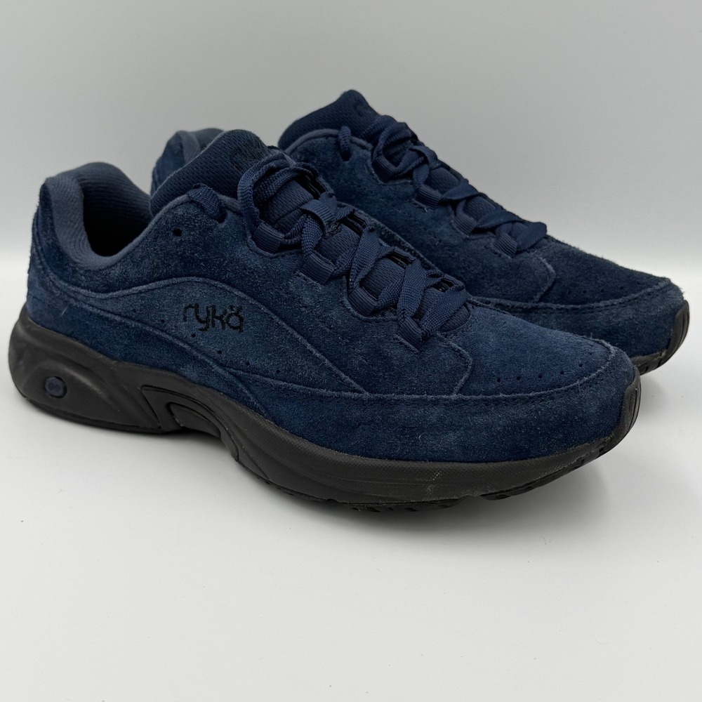 Ryka Catalyst III Walking Shoes Womens 8 Navy Suede Comfort Sneakers